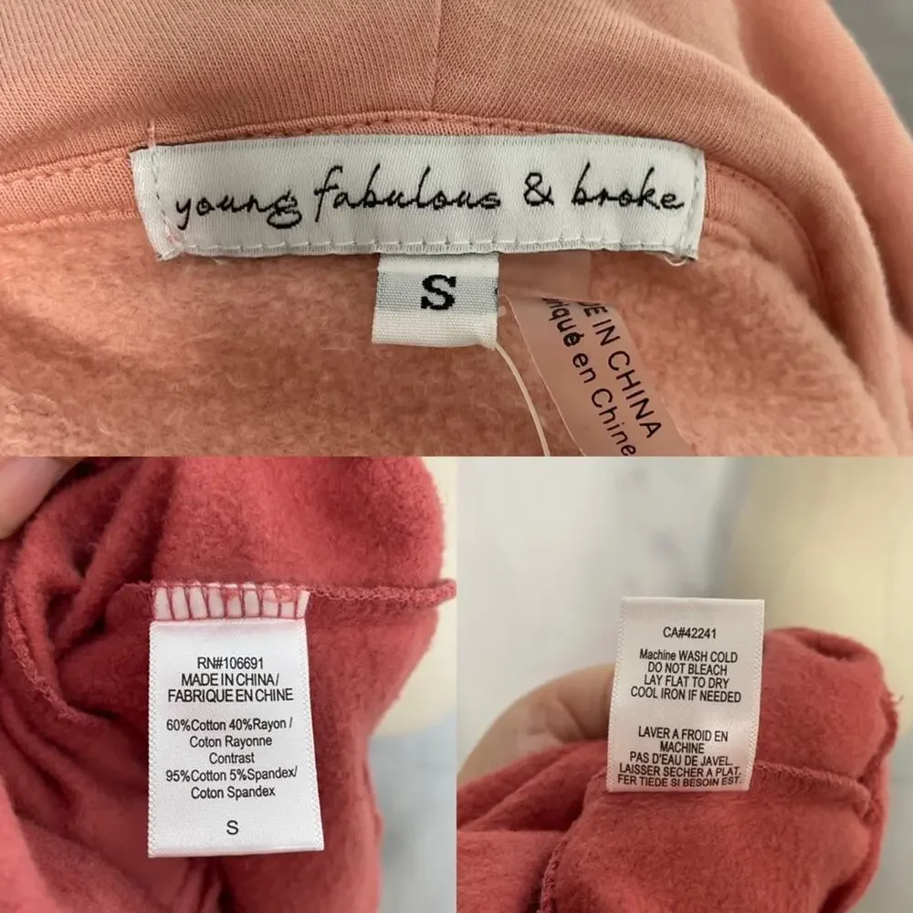 NWT Young Fabulous & Broke Ombre Piper Hoodie Pink Boho Beach Lounge Size S